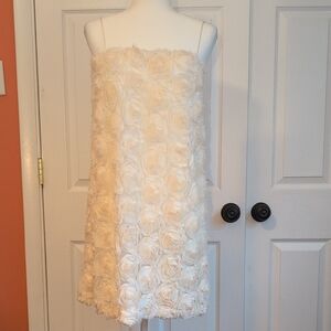 Sunday in Brooklyn Cream Textured Rosette Mini Cocktail Dress